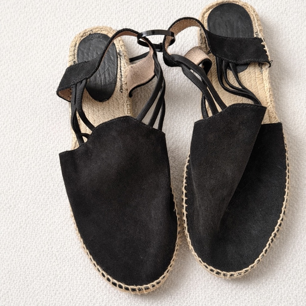 Black Suede Espadrille Sandals